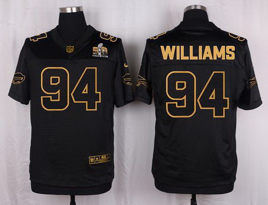 Nike Bills #94 Mario Williams Black Mens Stitched NFL Elite Pro Line Gold Collection Jersey