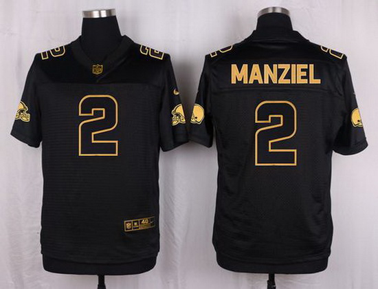 Nike Browns #2 Johnny Manziel Black Mens Stitched NFL Elite Pro Line Gold Collection Jersey