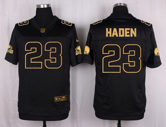 Nike Browns #23 Joe Haden Black Mens Stitched NFL Elite Pro Line Gold Collection Jersey