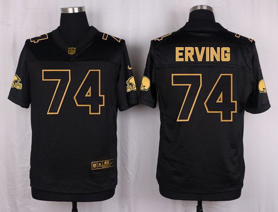 Nike Browns #74 Cameron Erving Black Mens Stitched NFL Elite Pro Line Gold Collection Jersey