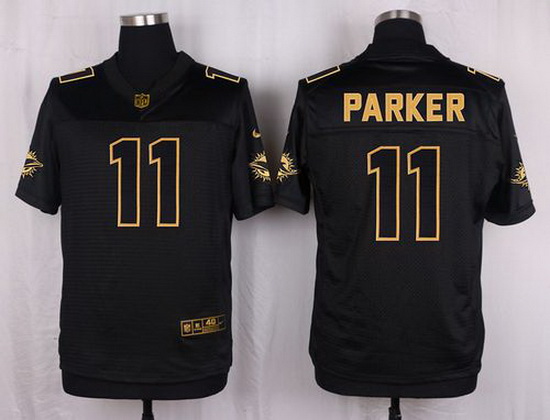 Nike Dolphins #11 DeVante Parker Black Mens Stitched NFL Elite Pro Line Gold Collection Jersey