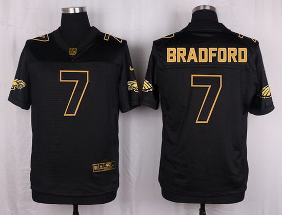 Nike Eagles #7 Sam Bradford Black Mens Stitched NFL Elite Pro Line Gold Collection Jersey