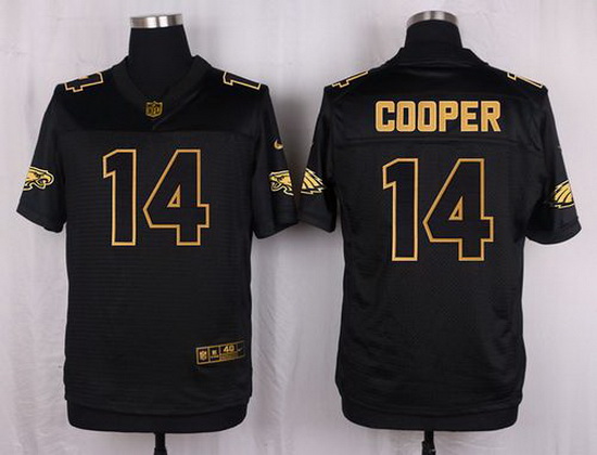 Nike Eagles #14 Riley Cooper Black Mens Stitched NFL Elite Pro Line Gold Collection Jersey