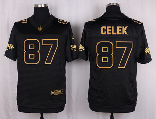 Nike Eagles #87 Brent Celek Black Mens Stitched NFL Elite Pro Line Gold Collection Jersey