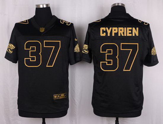 Nike Jaguars #37 John Cyprien Black Mens Stitched NFL Elite Pro Line Gold Collection Jersey