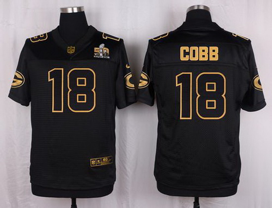 Nike Packers #18 Randall Cobb Black Mens Stitched NFL Elite Pro Line Gold Collection Jersey