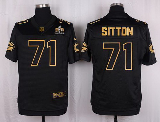 Nike Packers #71 Josh Sitton Black Mens Stitched NFL Elite Pro Line Gold Collection Jersey