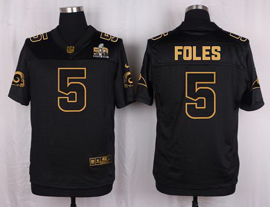 Nike Rams #5 Nick Foles Black Mens Stitched NFL Elite Pro Line Gold Collection Jersey