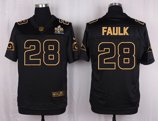 Nike Rams #28 Marshall Faulk Black Mens Stitched NFL Elite Pro Line Gold Collection Jersey