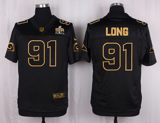 Nike Rams #91 Chris Long Black Mens Stitched NFL Elite Pro Line Gold Collection Jersey