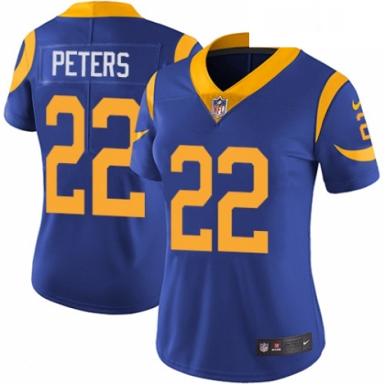 Womens Nike Los Angeles Rams 22 Marcus Peters Royal Blue Alternate Vapor Untouchable Limited Player 