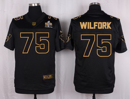 Nike Texans #75 Vince Wilfork Black Mens Stitched NFL Elite Pro Line Gold Collection Jersey