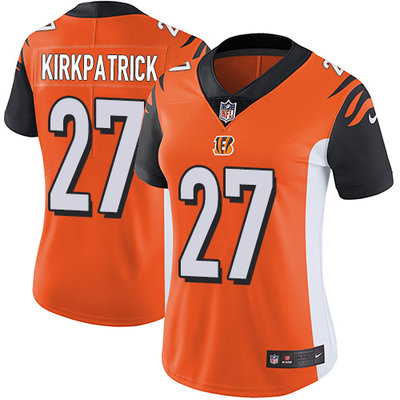 Nike Bengals #27 Dre Kirkpatrick Orange Alternate Womens Stitched NFL Vapor Untouchable Limited Jers