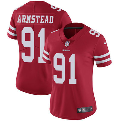 Nike 49ers #91 Arik Armstead Red Team Color Womens Stitched NFL Vapor Untouchable Limited Jersey