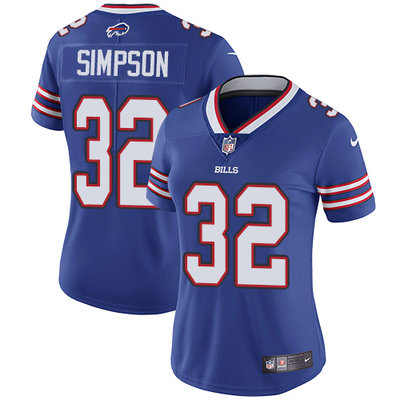 Nike Bills #32 O  J  Simpson Royal Blue Team Color Womens Stitched NFL Vapor Untouchable Limited Jer