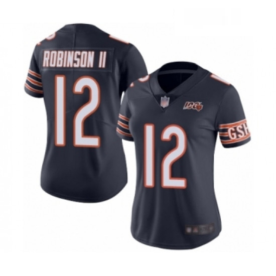 Womens Chicago Bears 12 Allen Robinson Navy Blue Team Color 100th Season Limited Football Jersey