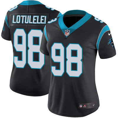 Nike Panthers #98 Star Lotulelei Black Team Color Womens Stitched NFL Vapor Untouchable Limited Jers