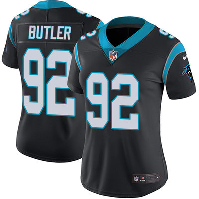 Nike Panthers #92 Vernon Butler Black Team Color Womens Stitched NFL Vapor Untouchable Limited Jerse