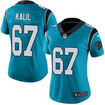 Nike Carolina Panthers No67 Ryan Kalil Blue Alternate Women's Stitched NFL Vapor Untouchable Limited Jersey