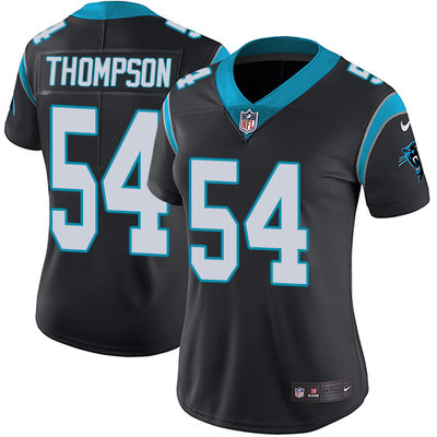 Nike Panthers #54 Shaq Thompson Black Team Color Womens Stitched NFL Vapor Untouchable Limited Jerse