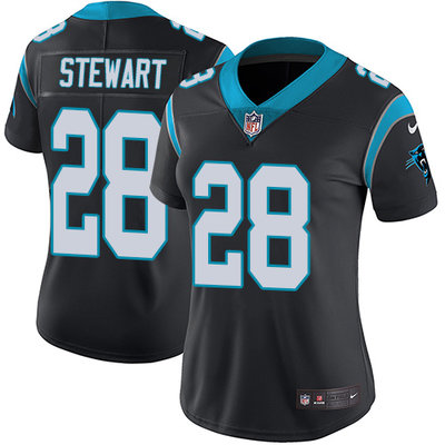 Nike Panthers #28 Jonathan Stewart Black Team Color Womens Stitched NFL Vapor Untouchable Limited Je