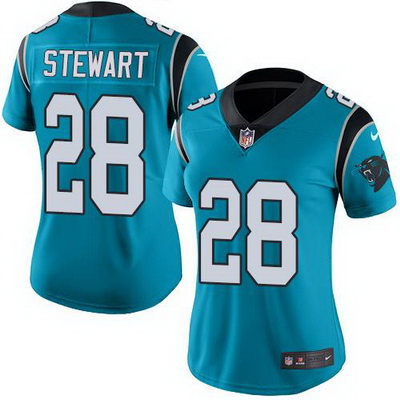 Nike Panthers #28 Jonathan Stewart Blue Alternate Womens Stitched NFL Vapor Untouchable Limited Jers