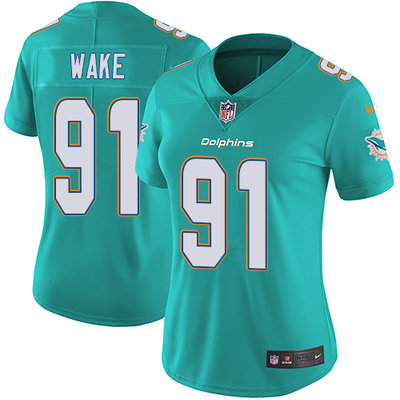 Nike Dolphins #91 Cameron Wake Aqua Green Team Color Womens Stitched NFL Vapor Untouchable Limited J