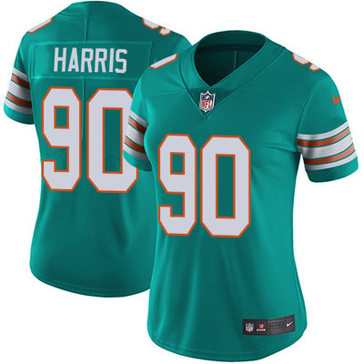 Nike Dolphins #90 Charles Harris Aqua Green Alternate Womens Stitched NFL Vapor Untouchable Limited 