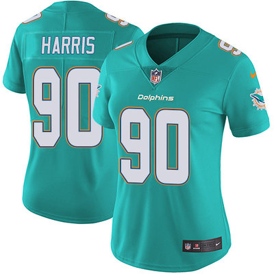 Nike Dolphins #90 Charles Harris Aqua Green Team Color Womens Stitched NFL Vapor Untouchable Limited