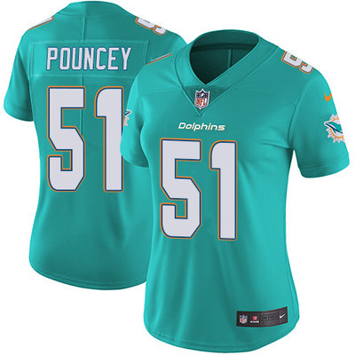 Nike Dolphins #51 Mike Pouncey Aqua Green Team Color Womens Stitched NFL Vapor Untouchable Limited J