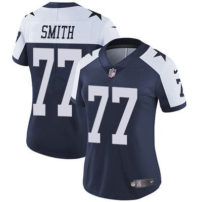 Nike Cowboys #77 Tyron Smith Navy Blue Thanksgiving Womens Stitched NFL Vapor Untouchable Limited Th