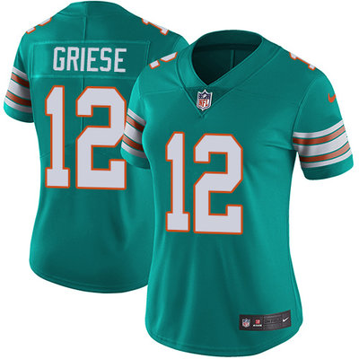 Nike Dolphins #12 Bob Griese Aqua Green Alternate Womens Stitched NFL Vapor Untouchable Limited Jers