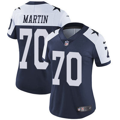 Nike Cowboys #70 Zack Martin Navy Blue Thanksgiving Womens Stitched NFL Vapor Untouchable Limited Th