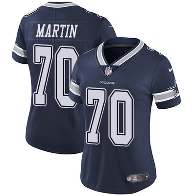 Nike Cowboys #70 Zack Martin Navy Blue Team Color Womens Stitched NFL Vapor Untouchable Limited Jers