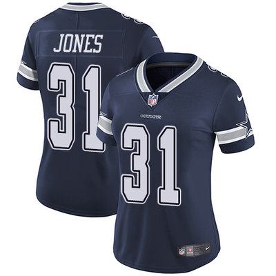 Nike Cowboys #31 Byron Jones Navy Blue Team Color Womens Stitched NFL Vapor Untouchable Limited Jers