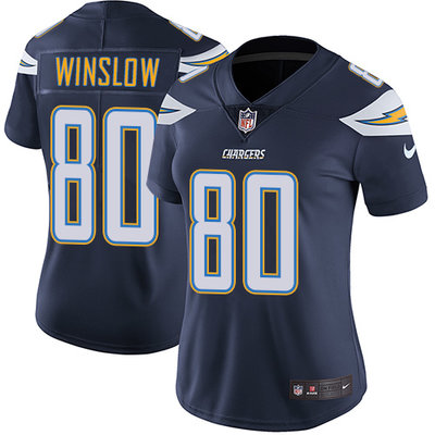 Nike Chargers #80 Kellen Winslow Navy Blue Team Color Womens Stitched NFL Vapor Untouchable Limited 