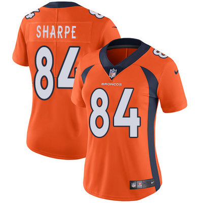 Nike Broncos #84 Shannon Sharpe Orange Team Color Womens Stitched NFL Vapor Untouchable Limited Jers