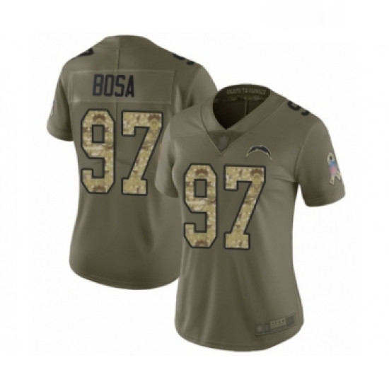 Womens Los Angeles Chargers 97 Joey Bosa Limited Olive Camo 2017 Salute to Service Football Jersey