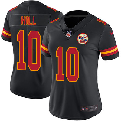 Nike Chiefs #10 Tyreek Hill Black Womens Stitched NFL Limited Rush Jersey