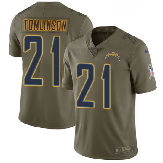 Youth Nike Los Angeles Chargers 21 LaDainian Tomlinson Limited Olive 2017 Salute to Service NFL Jers