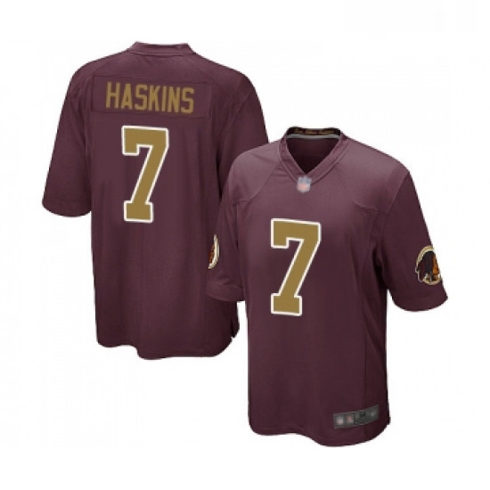 Mens Washington Redskins 7 Dwayne Haskins Game Burgundy Red Gold Number Alternate 80TH Anniversary F