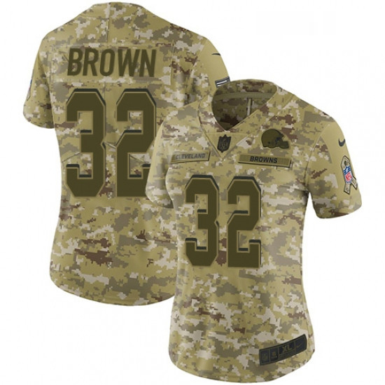 Womens Nike Cleveland Browns 32 Jim Brown Limited Camo 2018 Salute to Service NFL Jersey