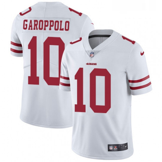 Mens Nike San Francisco 49ers 10 Jimmy Garoppolo White Vapor Untouchable Limited Player NFL Jersey