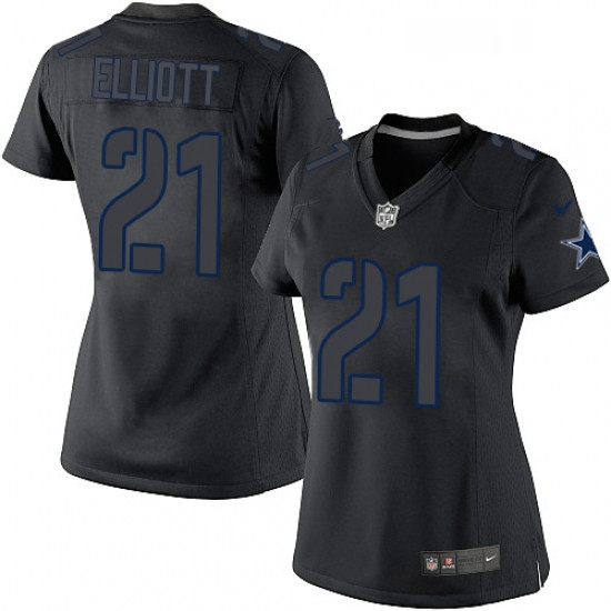 Womens Nike Dallas Cowboys 21 Ezekiel Elliott Limited Black Impact NFL Jersey