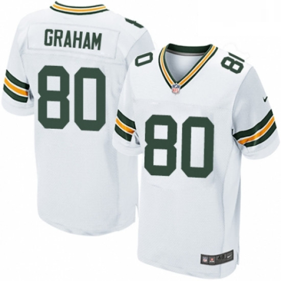 Men Nike Green Bay Packers 80 Jimmy Graham Elite White NFL Jersey