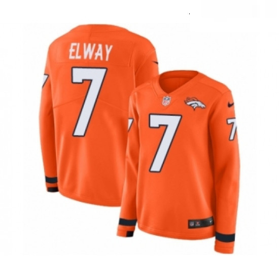 Womens Nike Denver Broncos 7 John Elway Limited Orange Therma Long Sleeve NFL Jersey