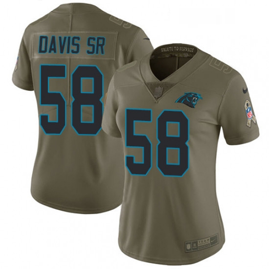 Womens Nike Carolina Panthers 58 Thomas Davis Limited Olive 2017 Salute to Service NFL Jersey