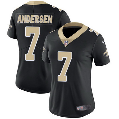 Nike Saints #7 Morten Andersen Black Team Color Womens Stitched NFL Vapor Untouchable Limited Jersey