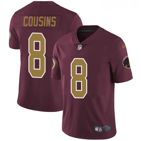 Youth Nike Washington Redskins 8 Kirk Cousins Burgundy RedGold Number Alternate 80TH Anniversary Vap