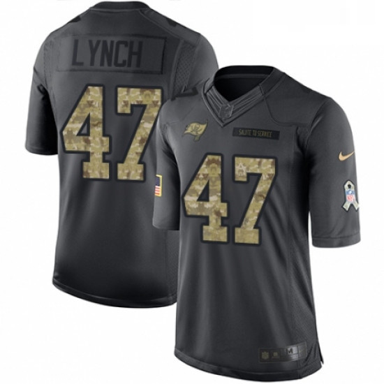 Youth Nike Tampa Bay Buccaneers 47 John Lynch Limited Black 2016 Salute to Service NFL Jersey